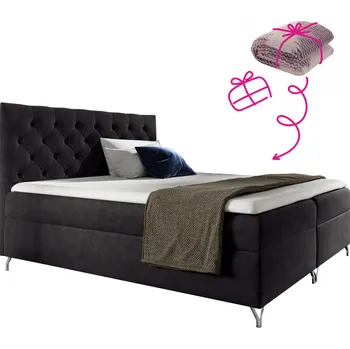 Postel Boxspringová postel, 140x200, černá látka Velvet, GULIETTE + dárek