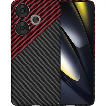 Pouzdro na mobilní telefon Techsuit Carbonite FiberShell Xiaomi Poco F6 Red Vortex
