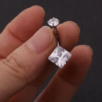 Náušnice Piercingova náušnice Lia - Stříbrná/Čtverec KP-23609