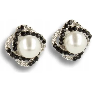 Přívěsek STŘÍBRNÉ KLIPSY NA UŠI S ČERNÝMI ZIRKONY A BÍLOU PERLIČKOU