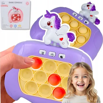 POP IT Smyslová Hra Jednorožec Pop It Na Baterie Světla Zvuky Fialová