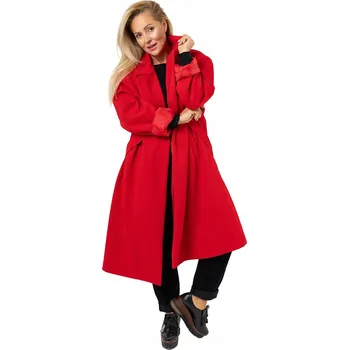 Dámský kabát Agrafka dámský kabát červený oversize bez kapuce univerzální velikost