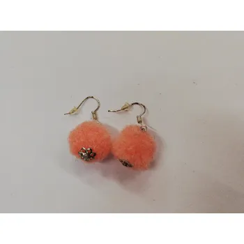 Náušnice Náušnice - Bambulky - lososová