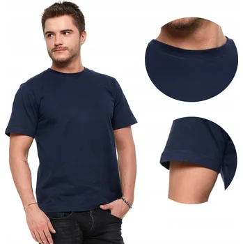 Pánské Bavlna Tričko rukávem, tmavě modré, PLUS SIZE MORAJ 4XL