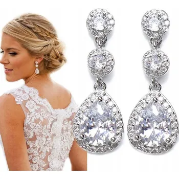 Náušnice Dlouhé svatební Náušnice Miss Glow 38064 se stříbrnými zirkony