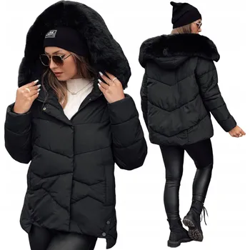 DÁMSKÁ ZIMNÍ PROŠÍVANÁ BUNDA S KAPUCÍ ČERNÁ ty4672 - S