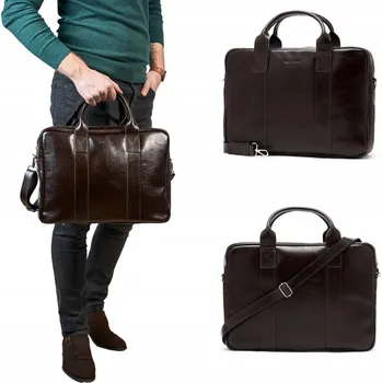 Pánská aktovka Brødrene taška na notebook přírodní kůže bez vzoru