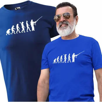 Pánské tričko Pánské Tričko Evoluce Rybář Dárek k Narozeninám pro Rybáře XL
