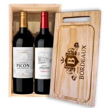Dřevěná kazeta - 2ks Bordeaux 0,75L Picon a Péricou s prkénkem
