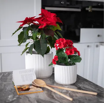 Ložnicová sestava Hliněné květináče, set 2 ks, matná bílá, KELSO