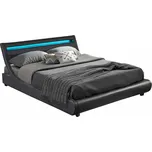 Manželská postel s RGB LED osvětlením, černá, 180x200, FELINA