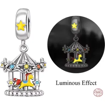 Přívěsek Charm Sterlingové stříbro 925 Kouzelný kolotoč se světelným efektem, přívěsek na náramek symbol