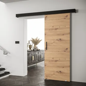 Kuchyňská linka Posuvné dveře, dub artisan/černá/černá, SALDOR 90 1