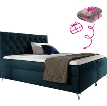 Postel Boxspringová postel, 160x200, tmavě modrá látka Velvet, GULIETTE + dárek