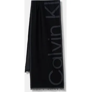 Šála Šála Calvin Klein dámská, černá barva, s potiskem, LV04F8066G 99X, vel. ONE SIZE