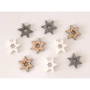 Vánoční dekorace Dřevěná dekorace - Hvězdička 3 cm - ŠEDÁ