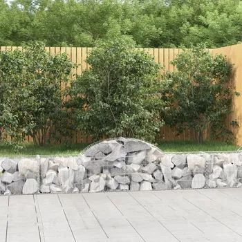 Květináč Klenuté gabionové koše 6 ks 200x30x40/60 cm pozinkované železo Stříbrná 314