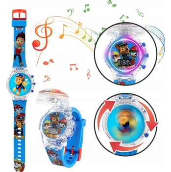 Hodinky Dětské HODINKY OTOČNÉ pro chlapce Tlapková patrola Chase + HUDBA + SVĚTLO