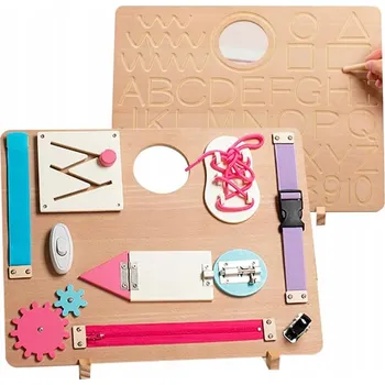 Dřevěná hračka Cvičební tabule pro malé děti Hračky Montessori 10 Aktivity