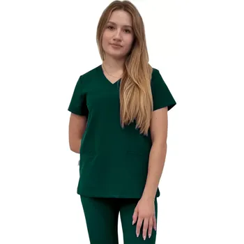 Zdravotnický oděv Dámská lékařská blůza zelená láhev – BASIC PREMIUM (3XL)