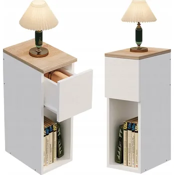 Noční stolek SZAFKA NOČNÍ WĄSKA Z SZUFLADĄ STOLIK S POLICÍ MODERNÍ LOFT DO LOŽNICE 55 CM