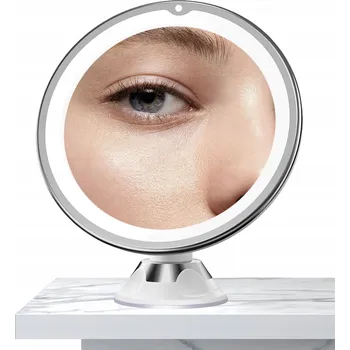 Kosmetické zrcátko KOSMETICKÉ ZRCÁTKO S LED PODSVÍCENÍM A PŘÍSAVKOU, 10X ZVĚTŠENÍ
