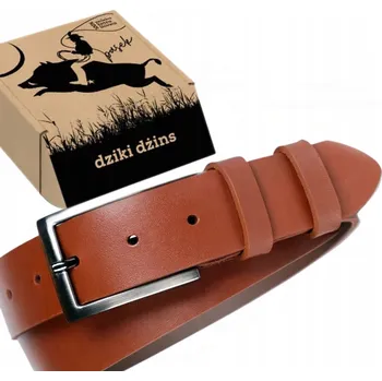Opasek DZIKI Džíns úzký kožený opasek dámský 85 cm hnědý lícová kůže dárek