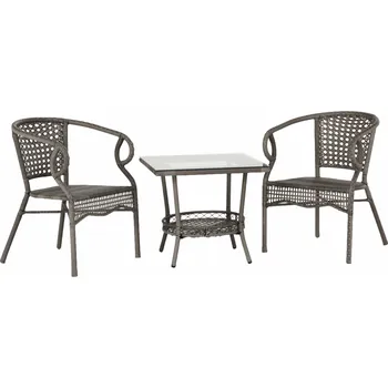 Zahradní nábytek Zahradní ratanový set 1+2, hnědošedá, TODOR