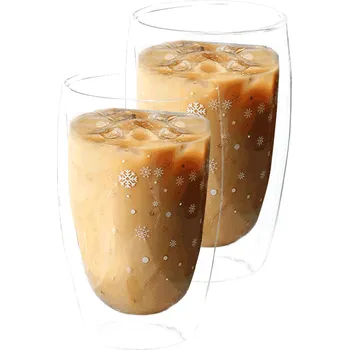 Sklenice TEMPO-KONDELA HOTCOLD TYP 33, termo sklenice, set 2 ks, s vločkami, 450 ml