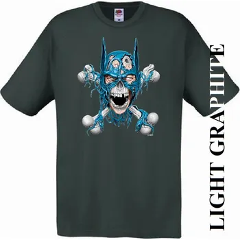 Pánské tričko levne-bavlnene-tricko-potisk-batman-lebka Barva: Light graphite - světle grafitová, velikost: XL