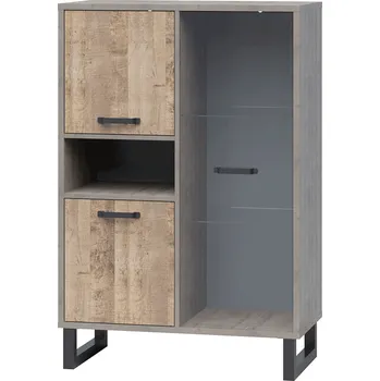 Kuchyňská linka Vitrína, dub pískový / šedá, BARIA 2D1W