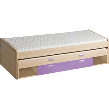 Postel Dvoulůžko s přistýlkou, jasan/fialová, 200x80, EGO L16