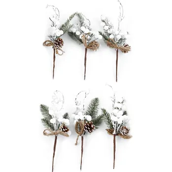 Vánoční dekorace Kondela GREN SET TYP 2 vánoční větvičky 28 cm bílé 6 ks