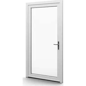 Vchodové dveře Plastové jednokřídlové hlavní vchodové dveře zlatý dub/bílé celoprosklené Otvírání: Levé, Šířka v cm: 85, Výška v cm: 200