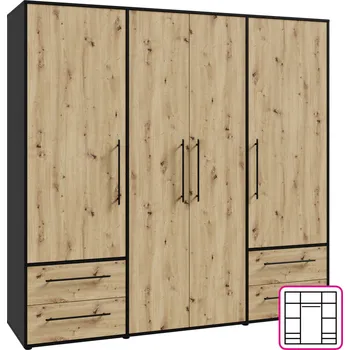 Skříň, dub artisan/černá, MOSKA TYP 2