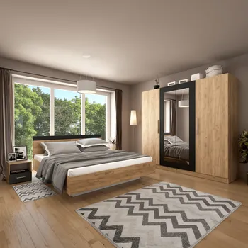 Ložnicová sestava Ložnicový komplet (postel 180x200 cm), dub artisan/antracit, MATISA