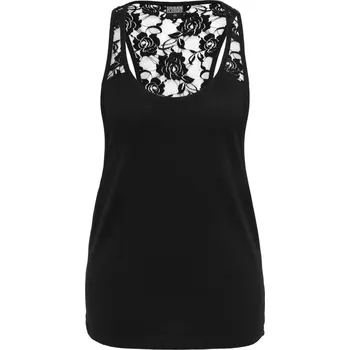 Ladies Flower Laces Loose Tank - black XS