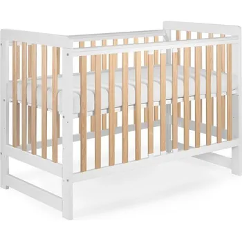 Dětská postýlka Tomi Dětská dřevěná postýlka XXII. (22) - bílá/buk se zábranou