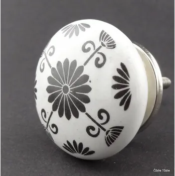 Nábytkové kování Nábytková úchytka s černým potiskem 4 cm - knopka