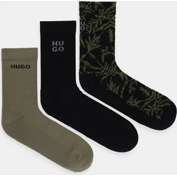 Pánské ponožky Ponožky HUGO 3P QS RIB FERN CC 3-pack černá barva, 50553216 99X, vel. 39-42