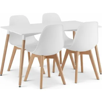 jídelní souprava Jídelní set 1 + 4, bílý stůl ADRIA 120x80 cm + bílá židle KITO