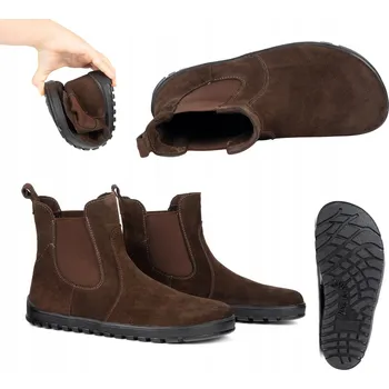 Dámské kozačky Dámské barefoot kotníkové boty zimní s podrážkou 1797POL hnědé 40