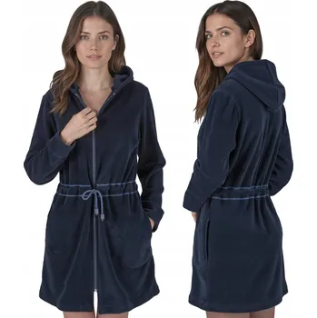 Dámské oblečení Vivisence 5012 granátová Noční ŽUPAN s kapuce XL