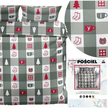 Povlečení Povlečení VÁNOČNÍ 160x200 3dílné FLANELOVÉ měkké Riccardo stromečky kostka