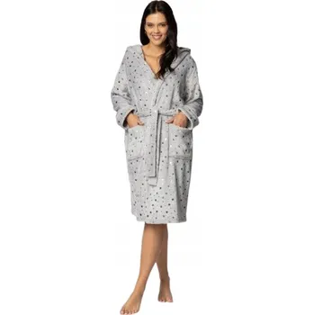Dámský župan MONA Dámský župan plus size s kapucí STAR světle šedý 2XL/3XL