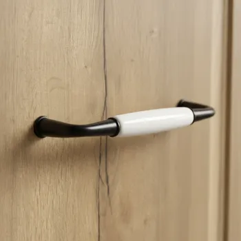 Nábytkové kování Interex design Úchytka BLANCA / Černá - bílý porcelán 128 mm