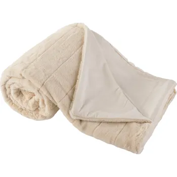 deka TEMPO-KONDELA SERGI, plyšová pruhovaná deka, béžová, 150x200 cm