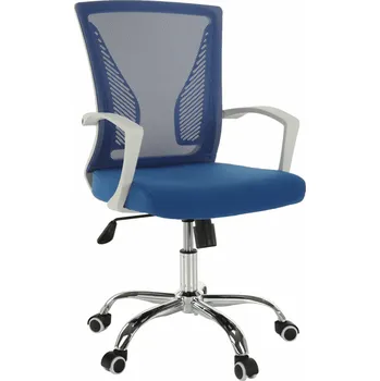 Kancelářské křeslo, modrá / bílá / chrom, IZOLDA