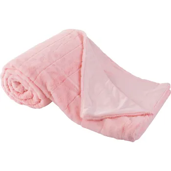 deka TEMPO-KONDELA SERGI, plyšová pruhovaná deka, světle růžová, 150x200 cm