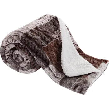 deka Oboustranná baránková deka, bílá, vzor patchwork, 150x200, SARTI